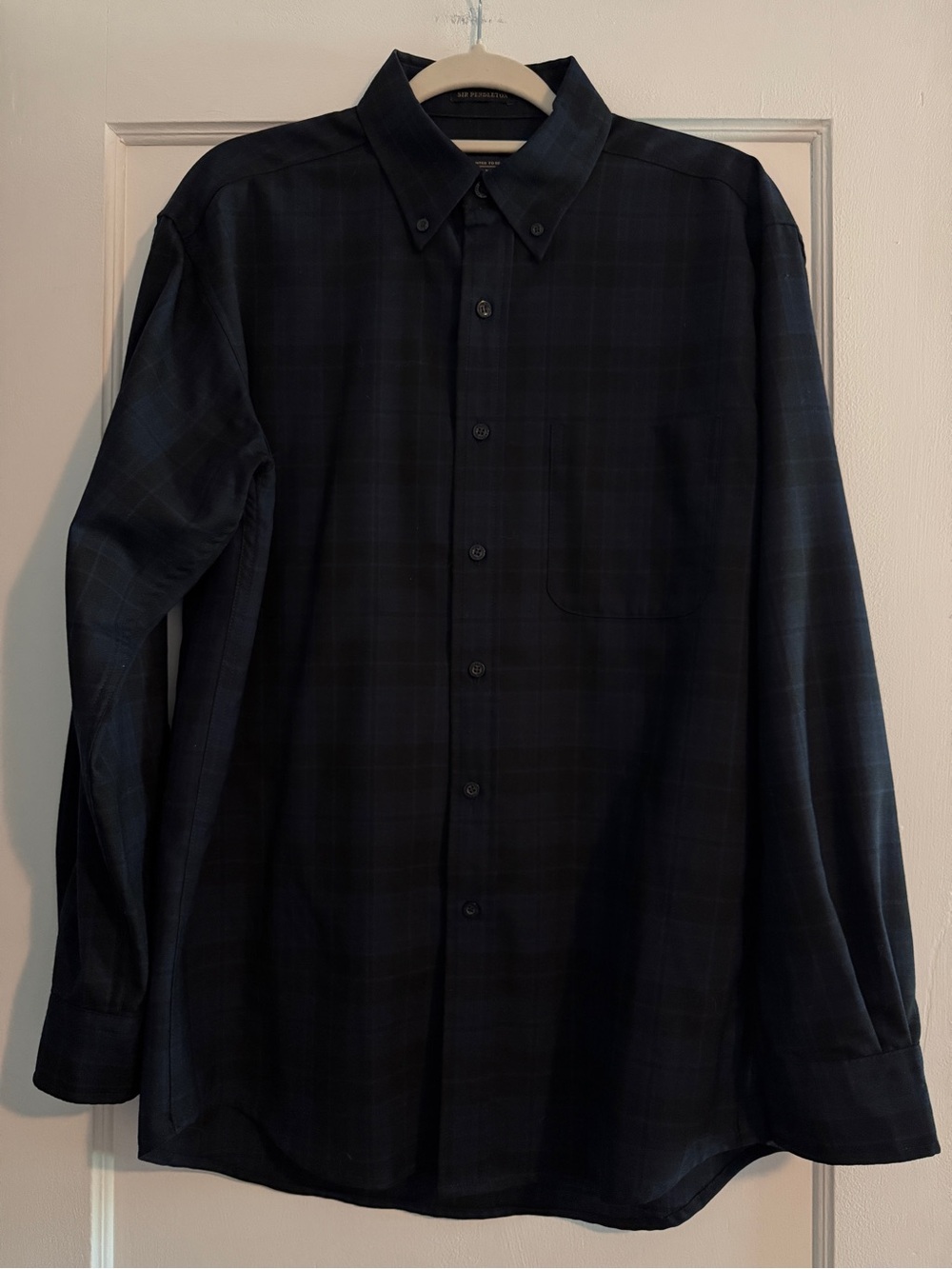 Pendleton Sir Pendleton Wool Plaid Button-Down Shirt Blue Medium